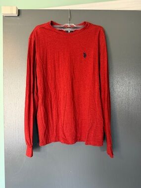 U.S. Polo Assn. Men's Long Sleeve Tee in Red with Navy Logo